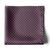 BLACK WITH PINK POLKA SILK POCKET SQUARE